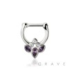 GALAXY PURPLE MARQUISE CZ SEPTUM HINGED CLICKER